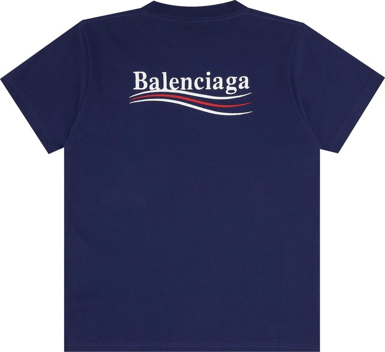 تي شيرت Balenciaga Small Fit "Pacific Blue/White"، أزرق