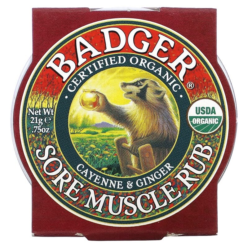 Badger Company Organic Muscle Sore Cream Cayenne Pepper & Ginger, 21g