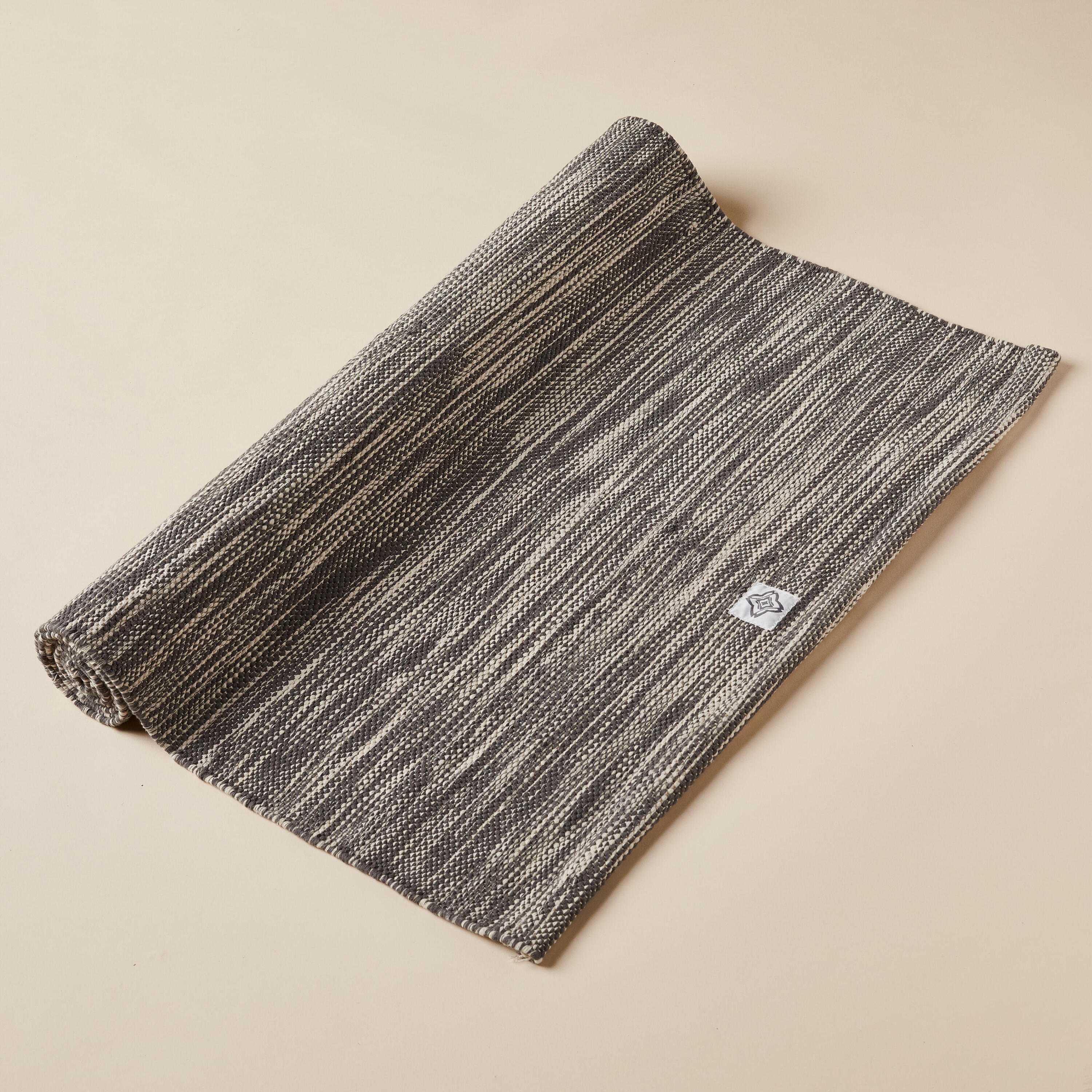 Yoga mat/gentle yoga mat made of cotton 183 cm × 68 cm × 4 mm - speckled gray KIMJALY , putty/gray asphalt