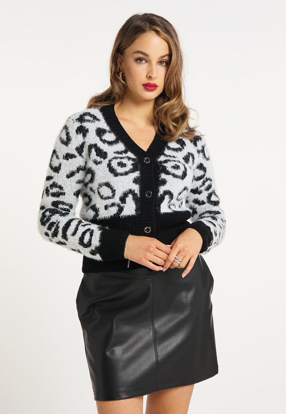 Knitted cardigan Faina, white