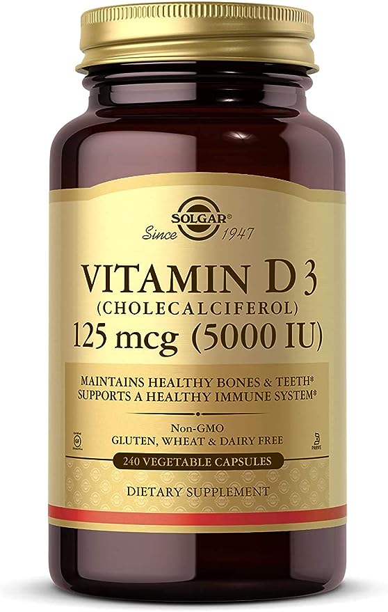 Solgar Vitamin D3 (cholecalciferol) 125 mcg (5000 IU), 240 capsules