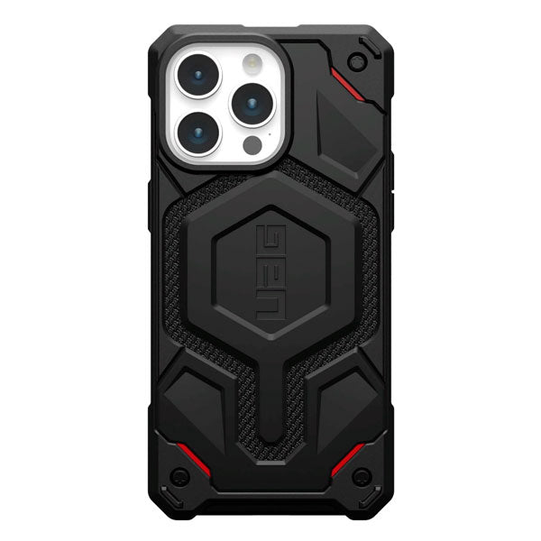 جراب UAG Monarch Pro لهاتف iPhone 15 Pro Max، شحن MagSafe، أسود Kevlar