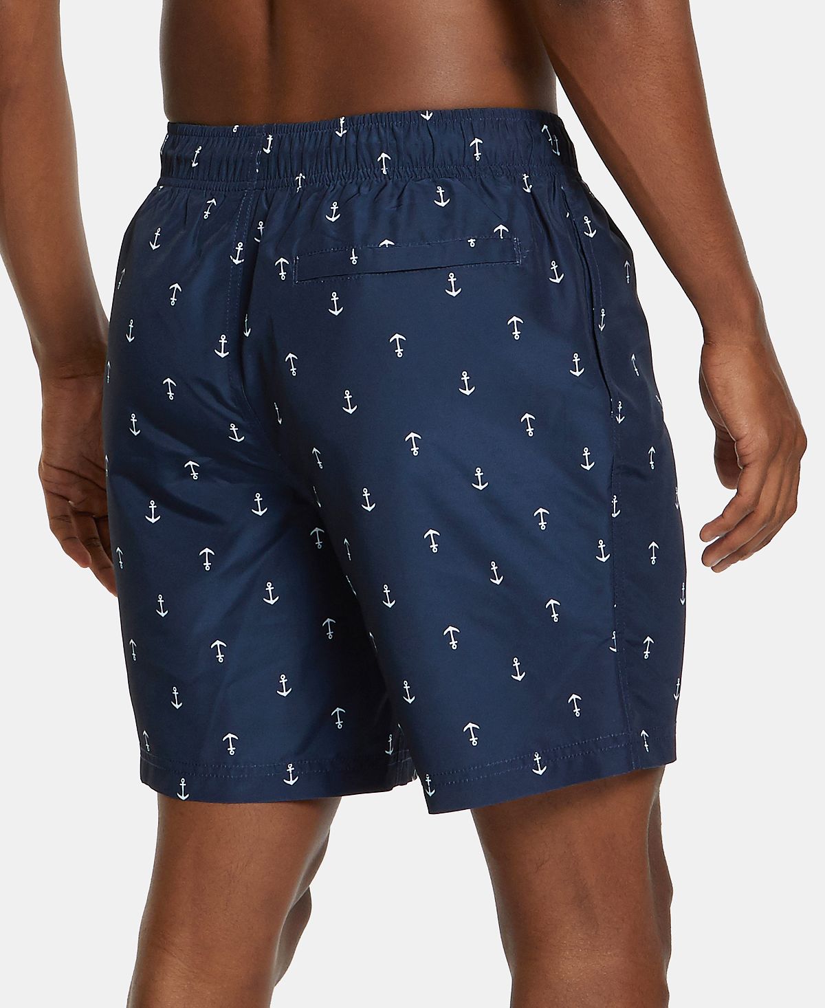 Nautica Men's 8" Anchor Print Quick Dry Swimming Trunks, Blue