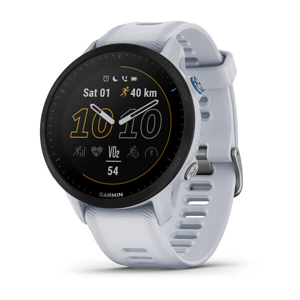 Garmin Forerunner 955 smartwatch with white strap