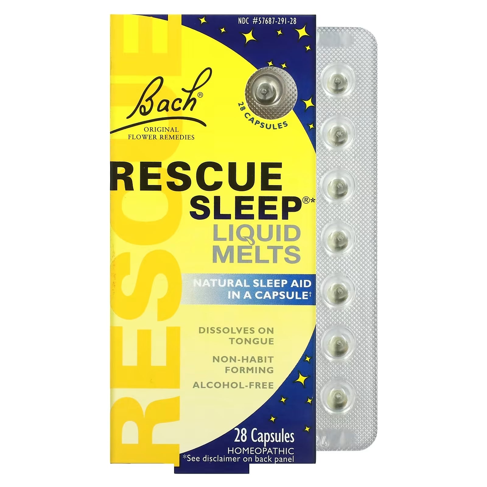 Bach Rescue Sleep sleep support flower capsules for absorption with liquid, 28 capsules