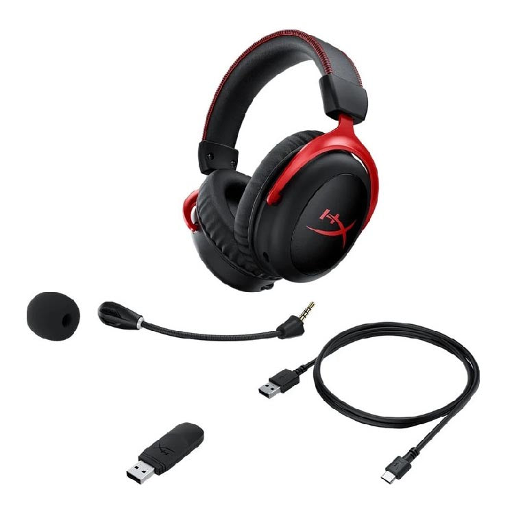 Gaming headset HYPERX Cloud II, for PC and game consoles, on-ear, radio, black / red