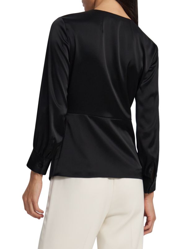 Theory Black Tie Front Blouse