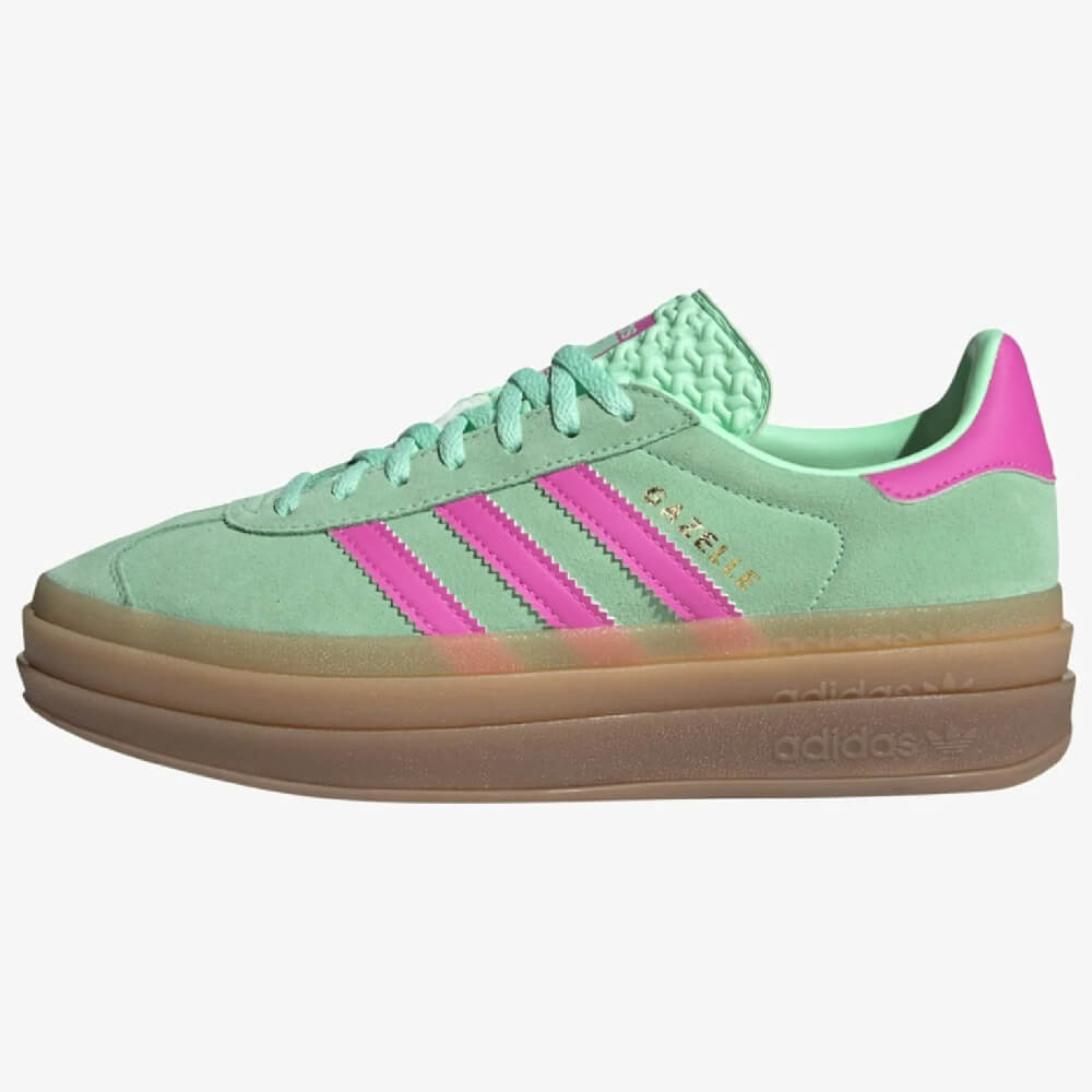 حذاء رياضي Adidas Originals Gazelle Bold باللون الوردي/البني/الأخضر