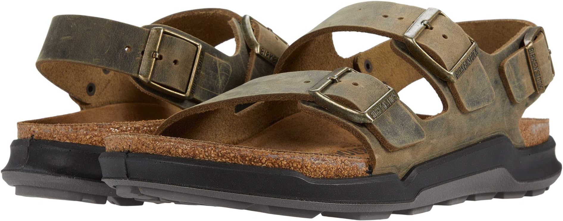 Milano Rugged Sandals (Men) Birkenstock in Faded Khaki Oiled Leather