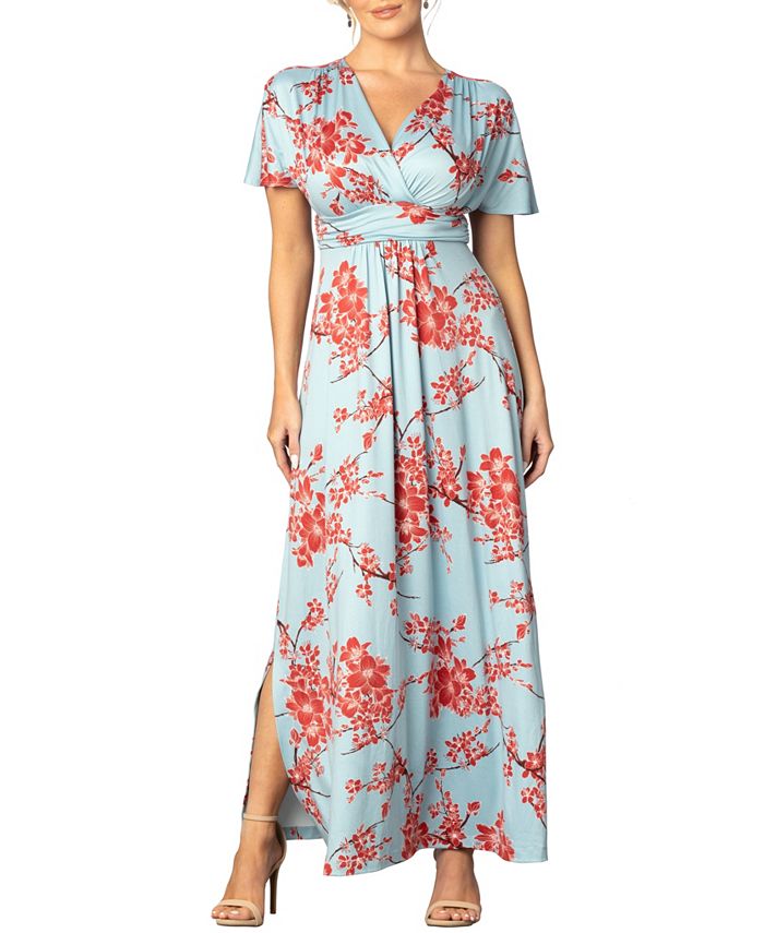 Vienna Kiyonna Women's Long Sleeve Kimono Maxi Dress, Blue