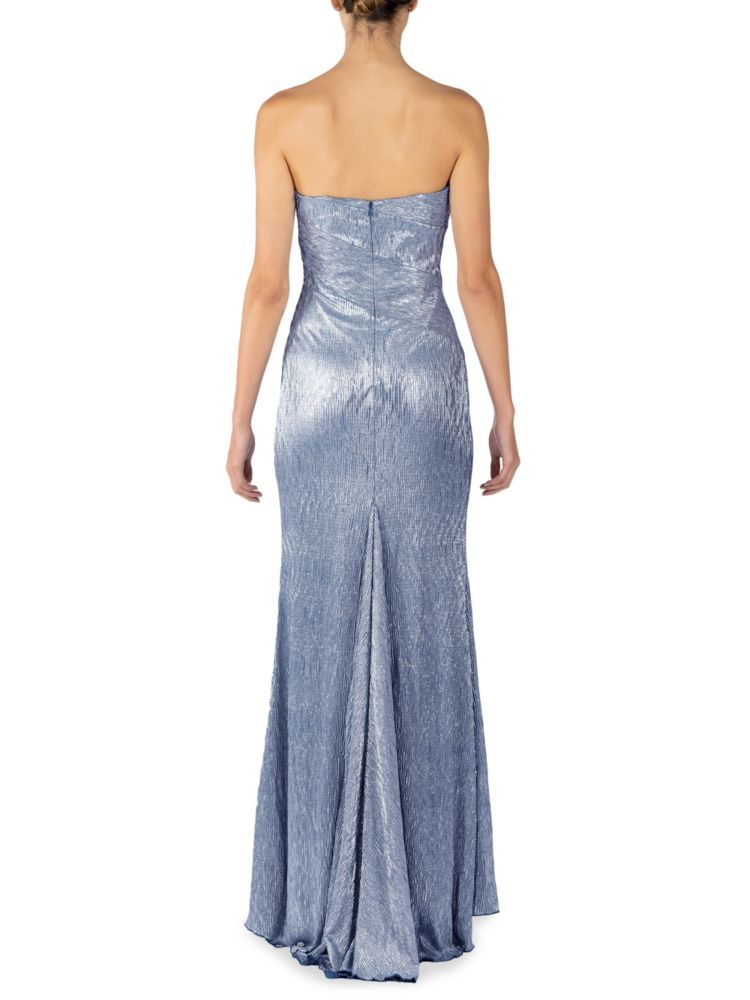 Rene Ruiz Collection strapless metallic column dress, navy