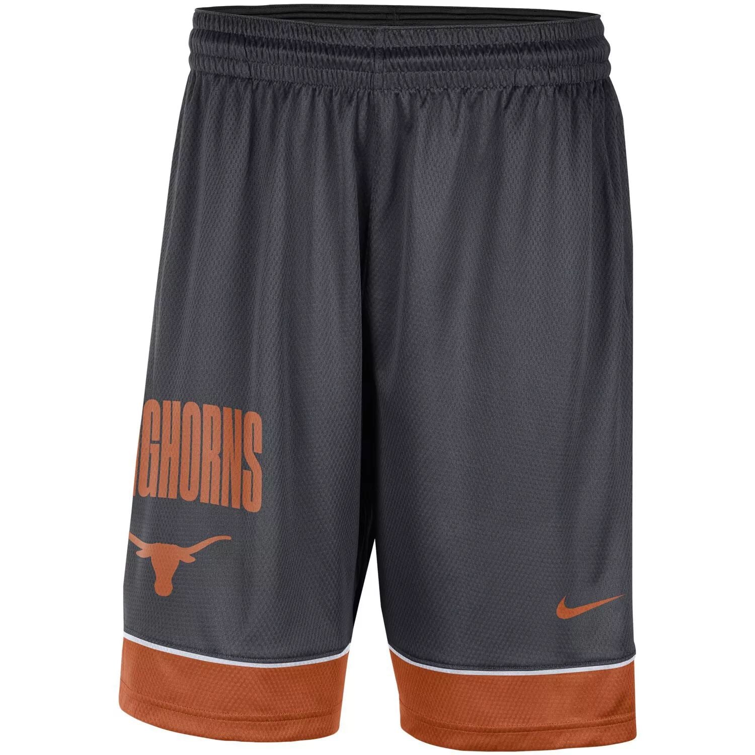 Texas Longhorns Men's Fast Break Performance Nike Shorts in Dark Grey/Orange