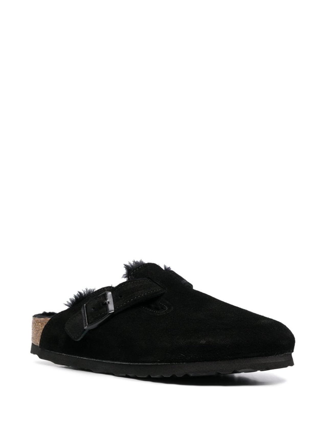 Birkenstock Boston Shearling Trim Slippers Black