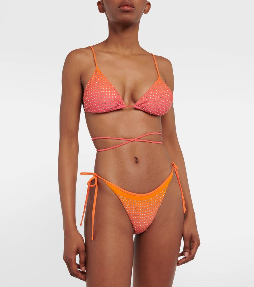 SELF-PORTRAIT embellished bikini bottom, pink