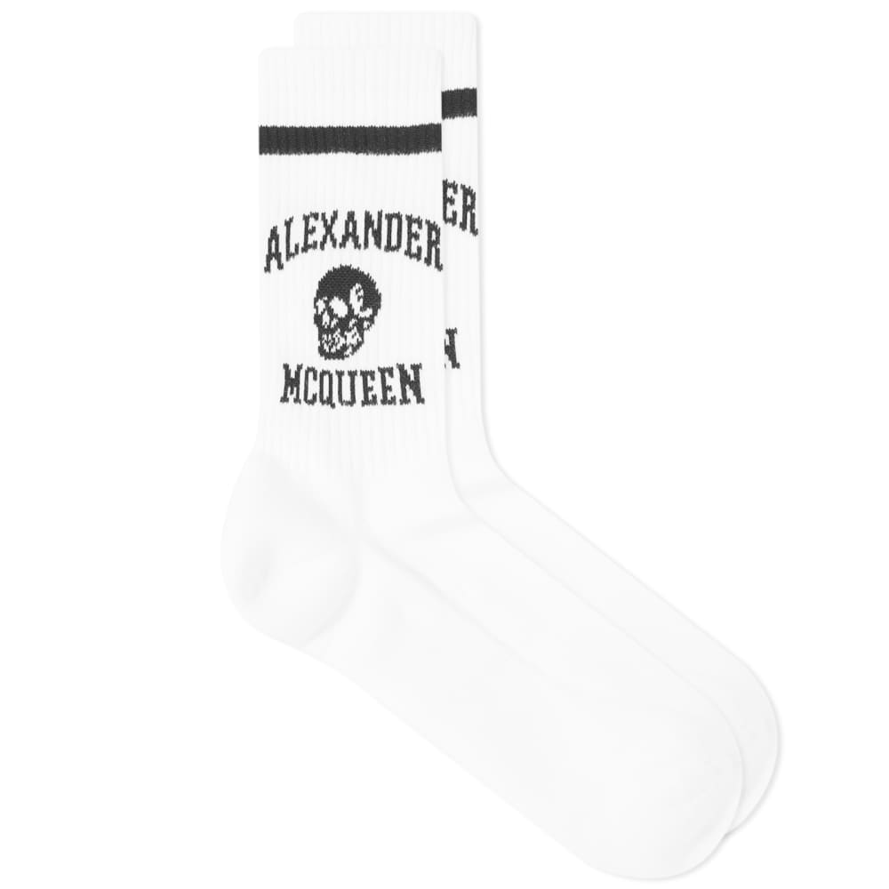 جوارب Alexander McQueen Varsity Skull Logo باللونين الأبيض والأسود