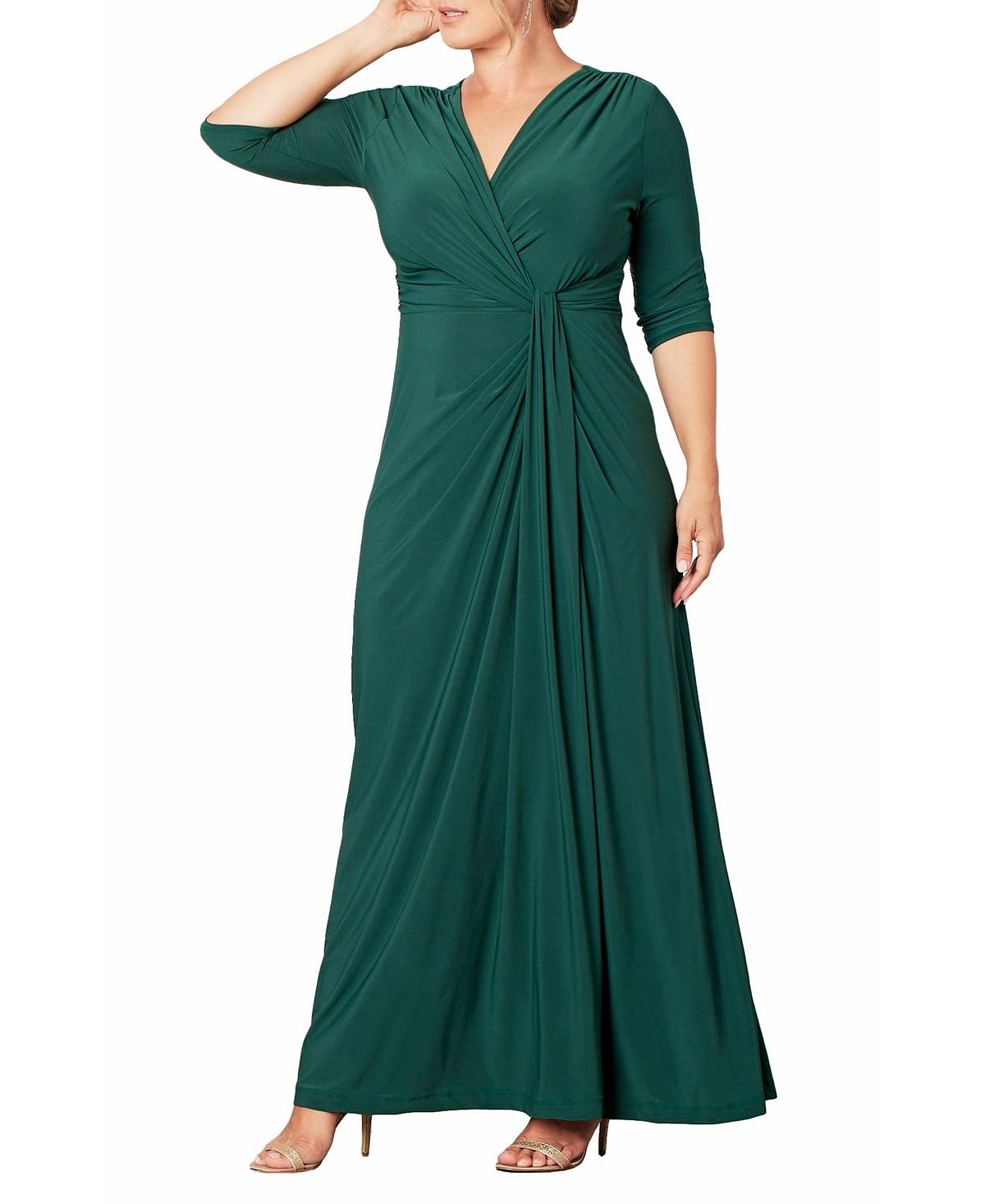 Women's plus size long dress Romanceed by Moonlight Kiyonna, green