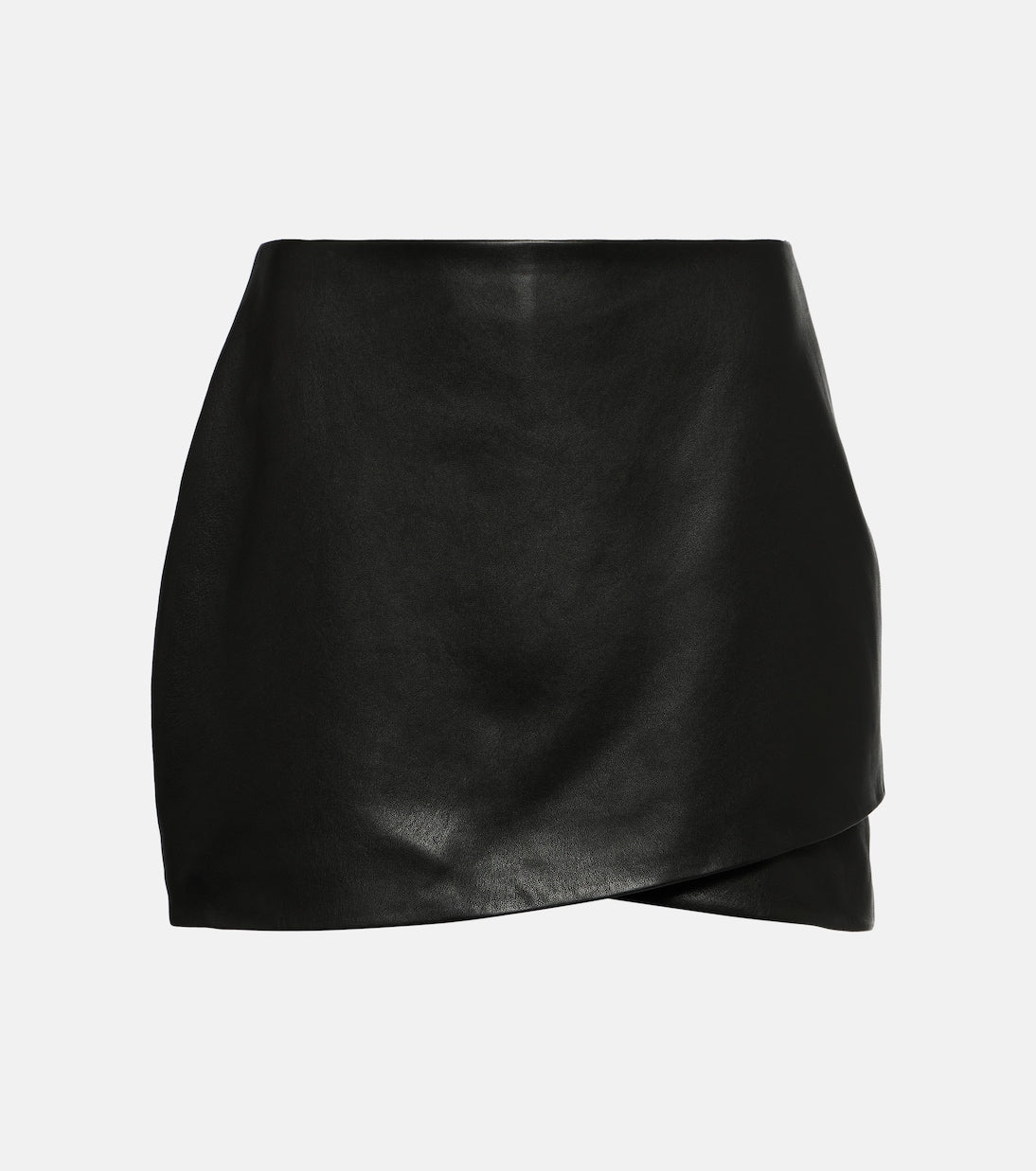 The Sei Asymmetrical Leather Mini Skirt, Black