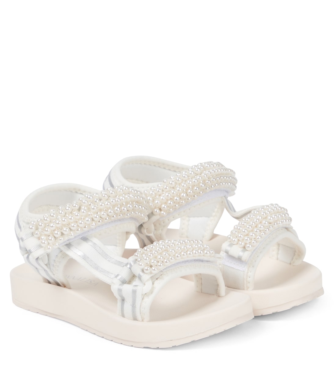 Tecno sandals with faux pearls Monnalisa, white