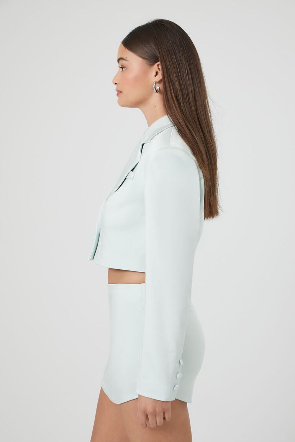 Forever 21 Satin Notched Crop Blazer