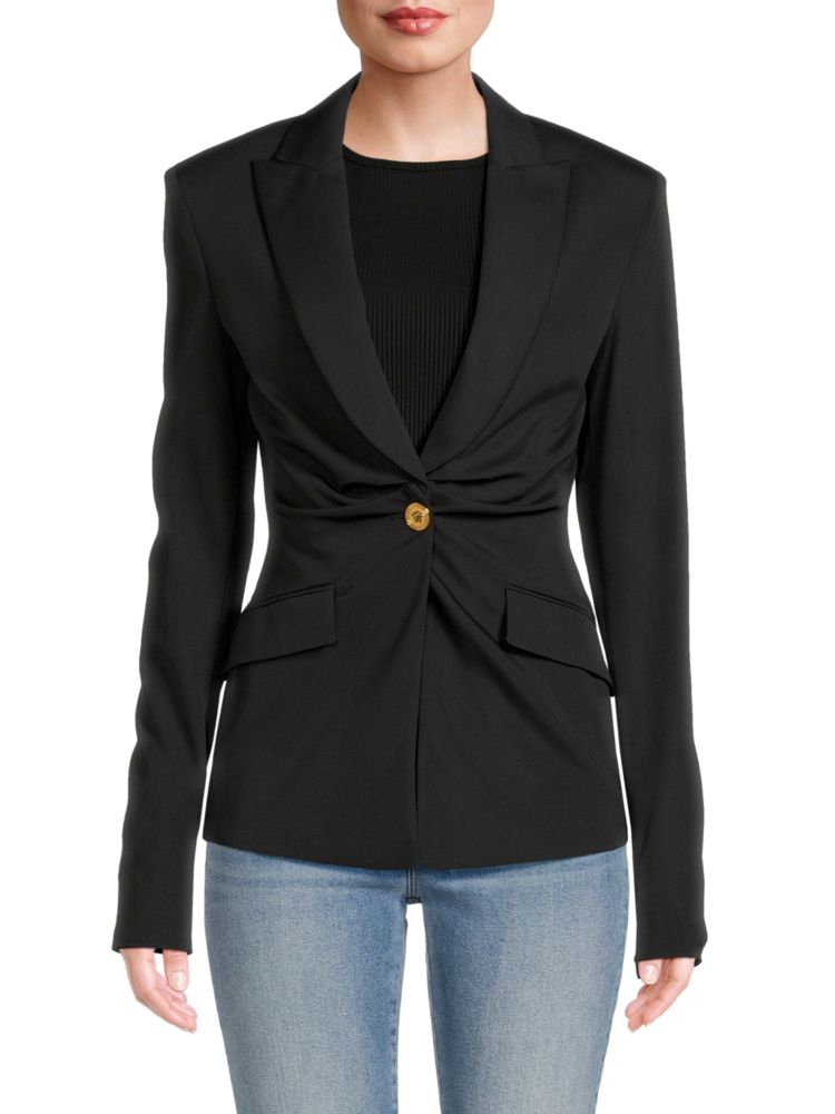 Versace stretch silk blend blazer, black