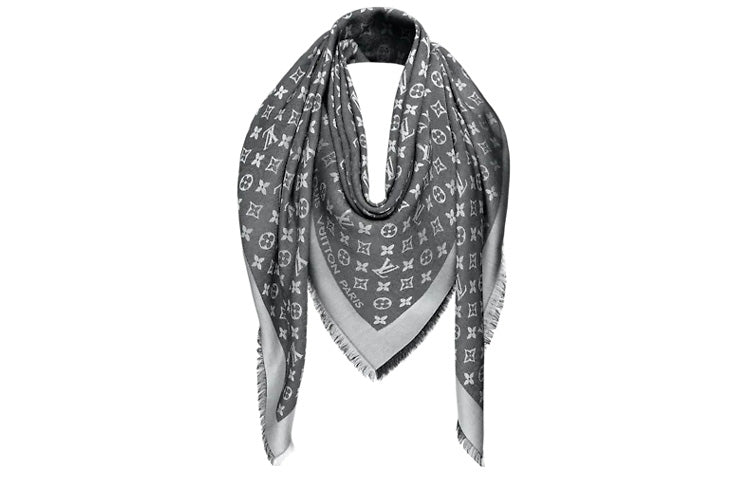 Louis Vuitton silk scarf, grey