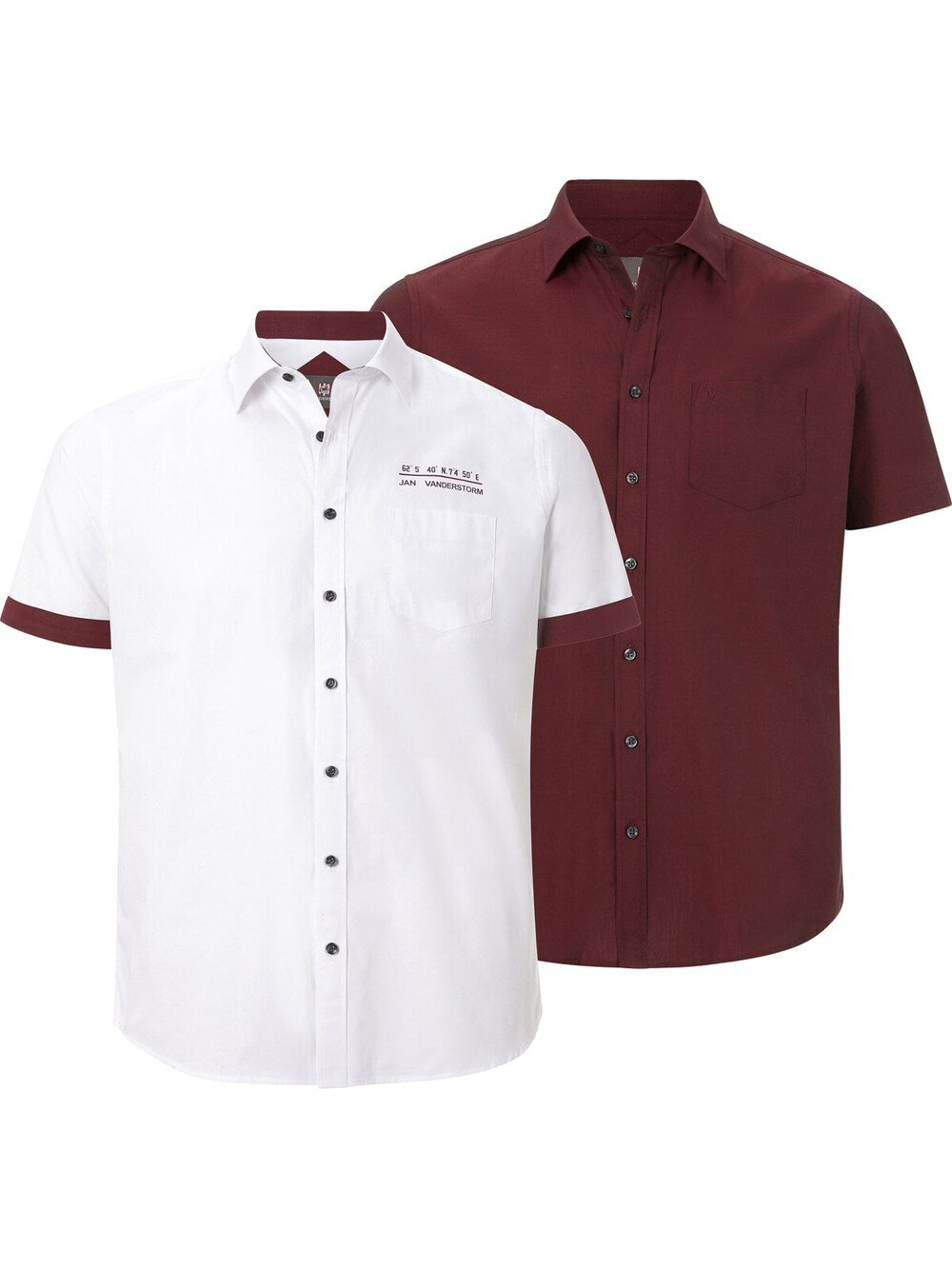 Comfortable button-down shirt Jan Vanderstorm Evin, burgundy/white