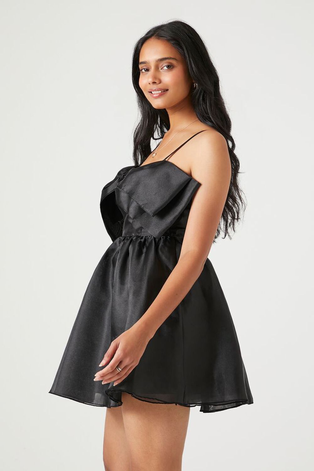 Organza mini dress with bow Forever 21, black