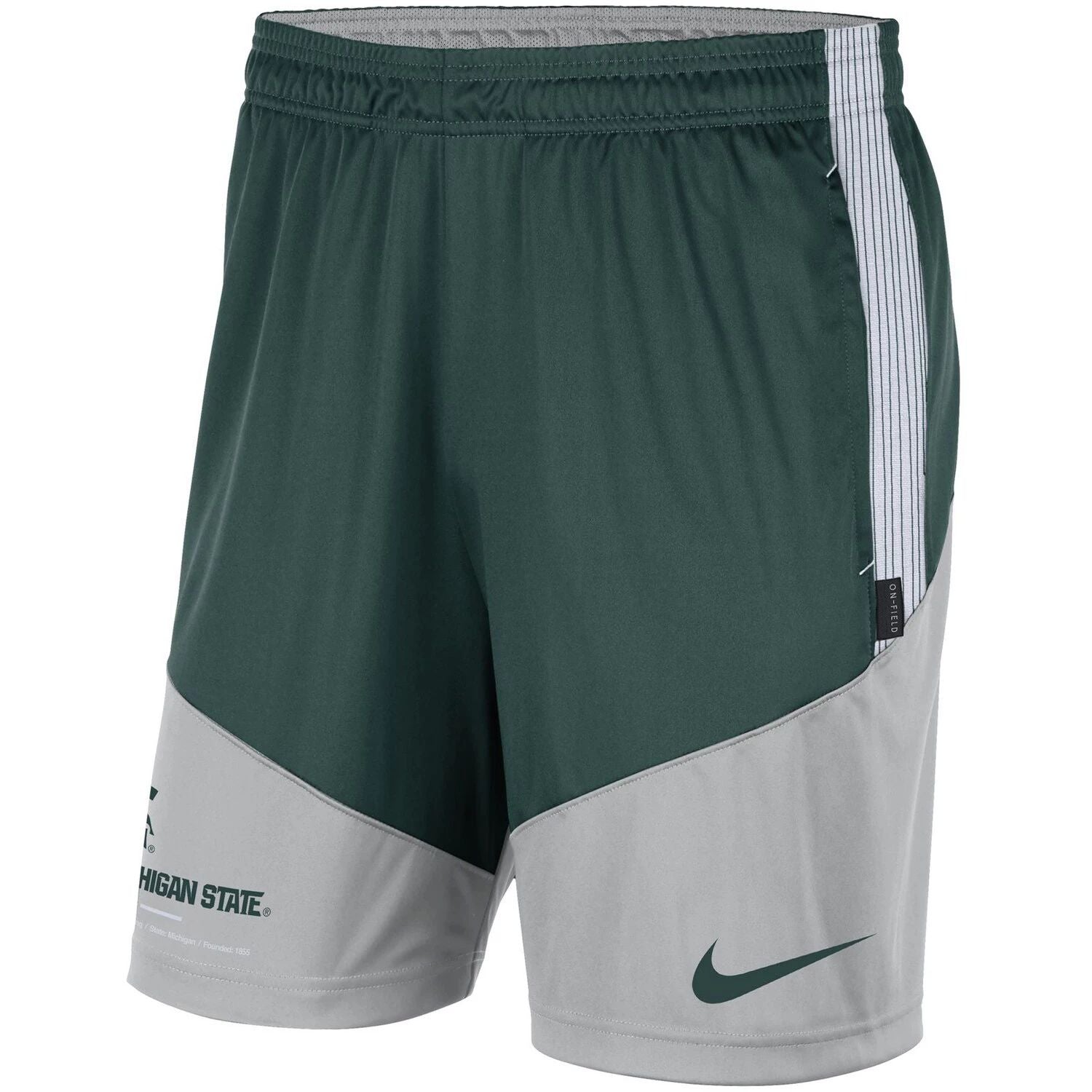 شورت أداء فريق Michigan State Spartans باللون الأخضر/الرمادي للرجال من Nike