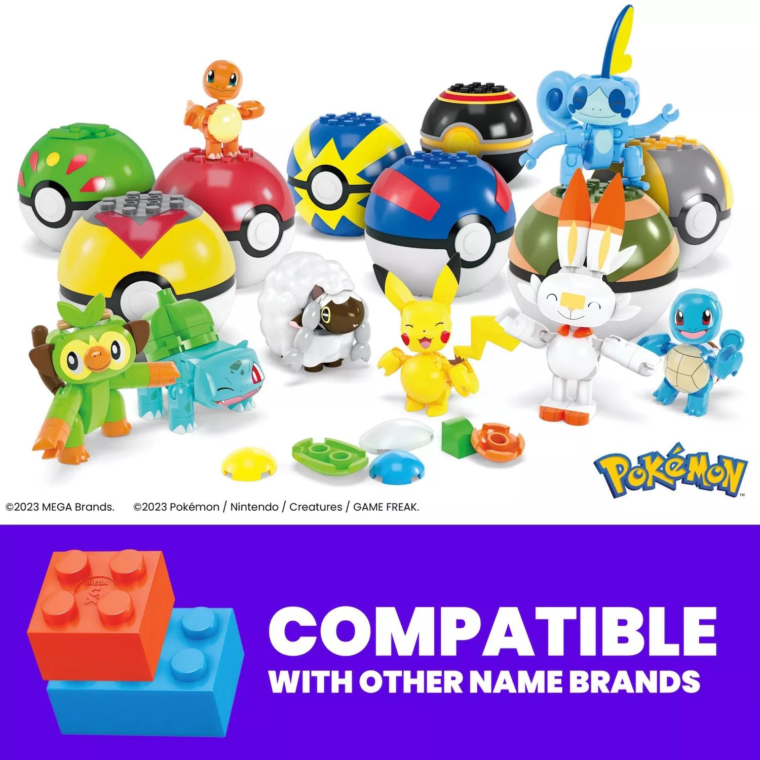 Mega Bloks MEGA Beginner Pokemon Trainer Set with 8 Mega Bloks Figures and Pokeballs