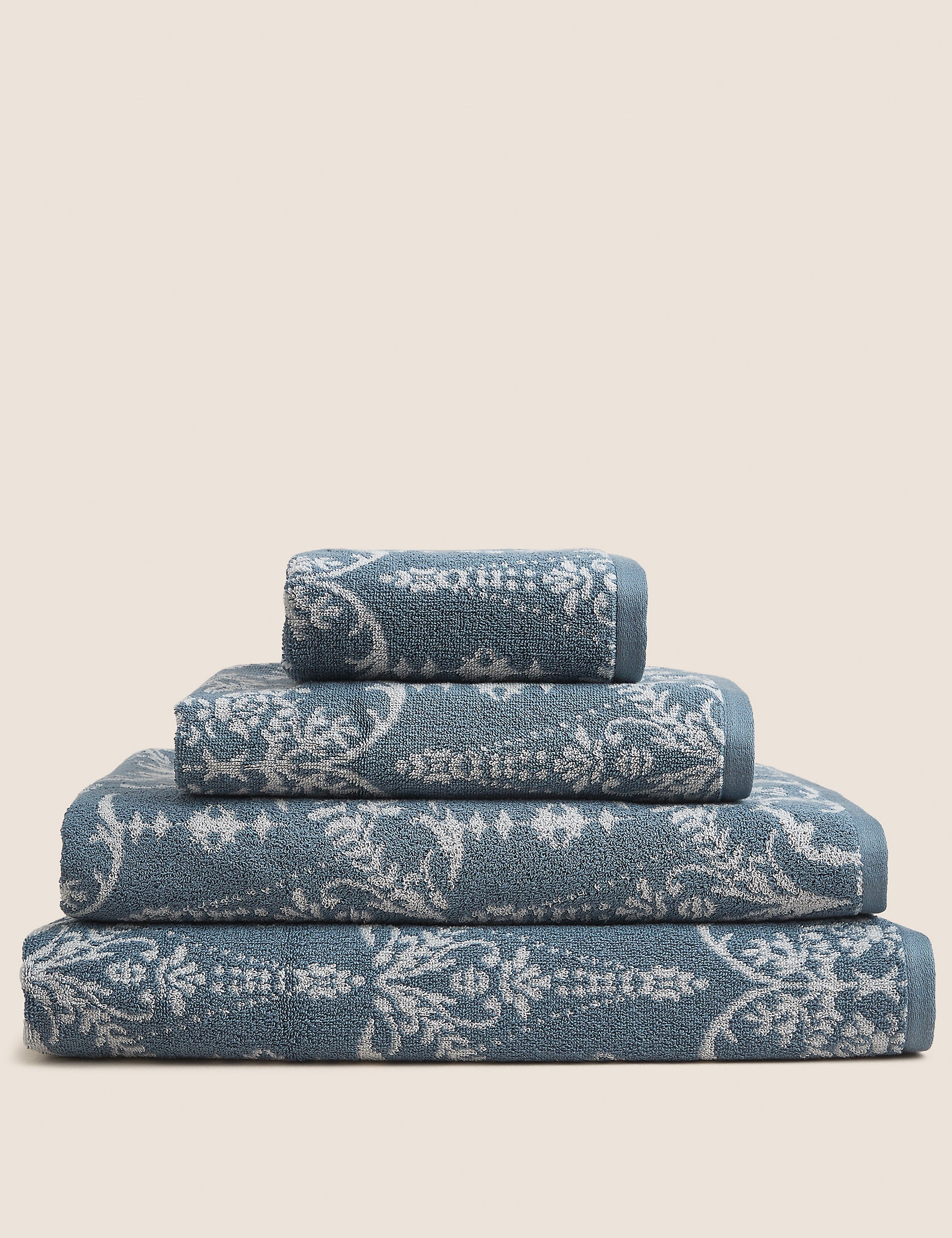 Marks & Spencer Pure Cotton Damask Jacquard Towel Blue Mix