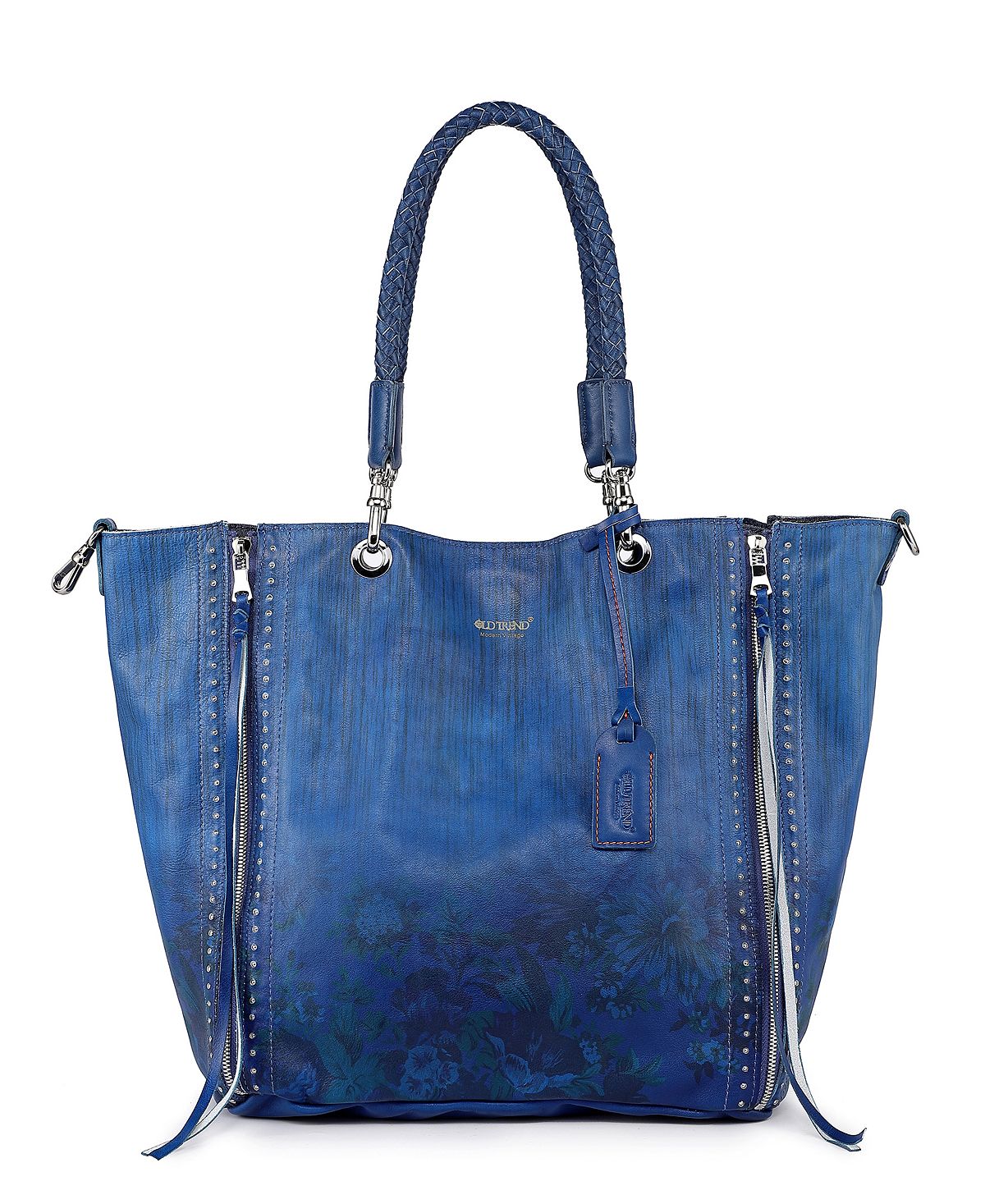 Women's Barracuda Tote Bag with Hand Painted Buckle Buckle OLD TREND blue