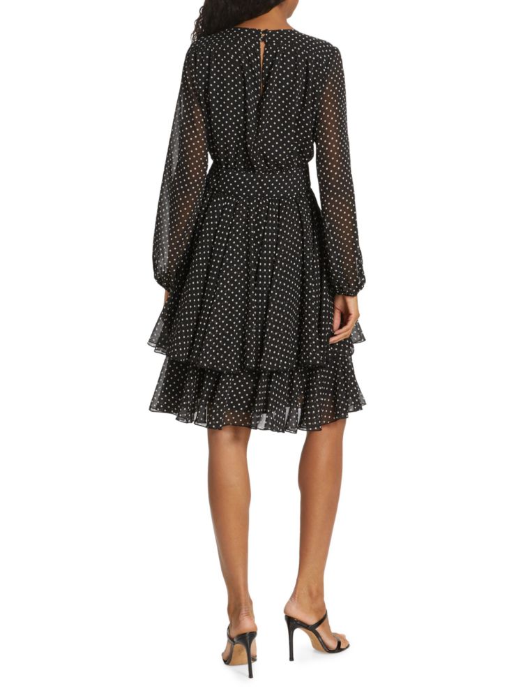 Sophia Elie Tahari Polka Dot Mini Dress in Noir