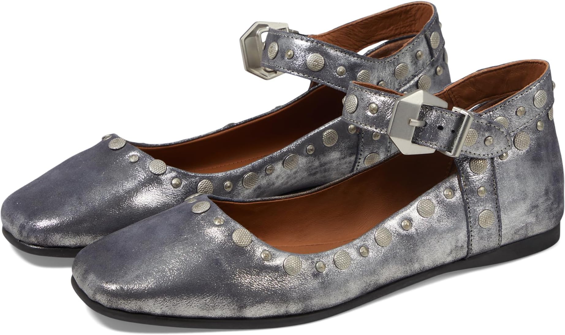 Mystic Mary Jane Flat Free People Ballet Shoes, Silver Distress