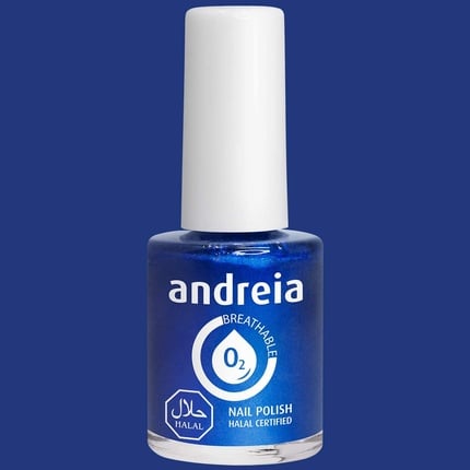 Andrea Halal Breathable Nail Polish Glossy Vegan and Cruelty-Free B13 Blue Shimmer 10 , 5 ml, Andreia