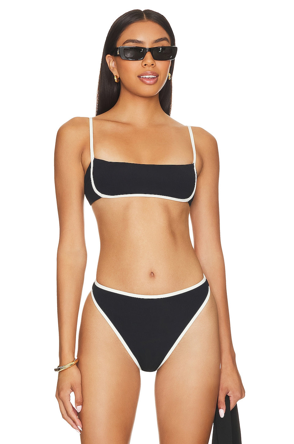 L*SPACE Hazel bikini top, Black & Cream