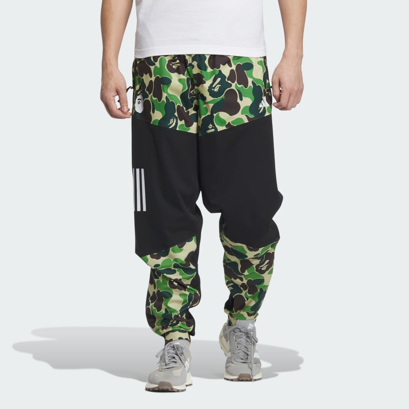 X Bape Co-brand Men's Black Adidas Track Pants, Black