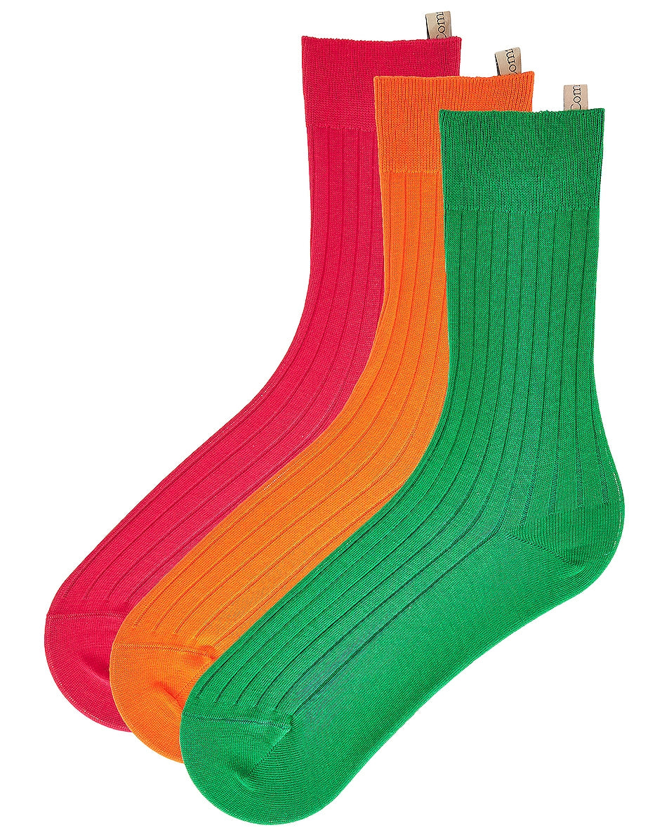 Comme Si X FWRD The Yves Trio Socks, Tangerine, Hot Pink, & Lime Green