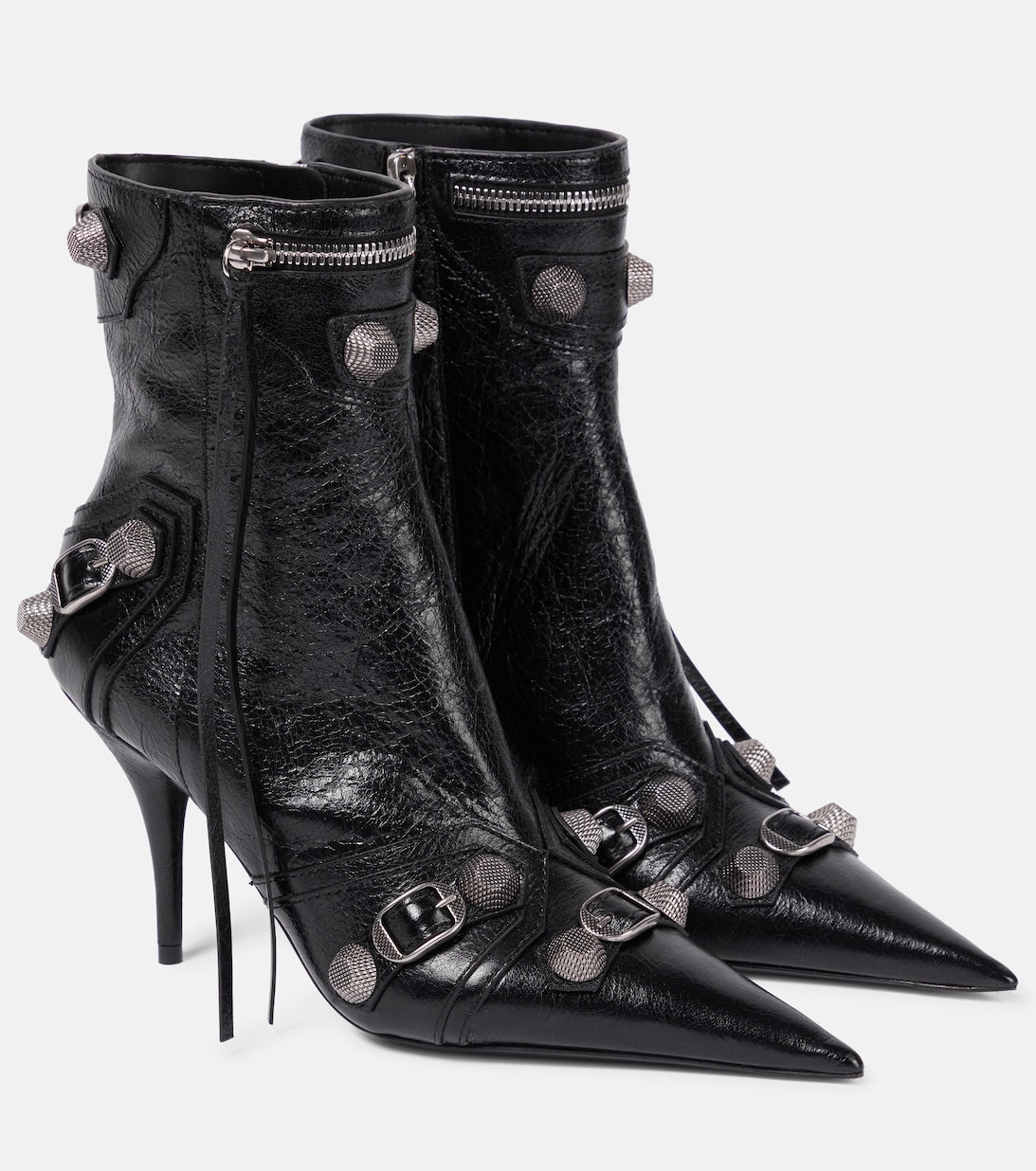 Cagole Balenciaga Leather Ankle Boots, Black