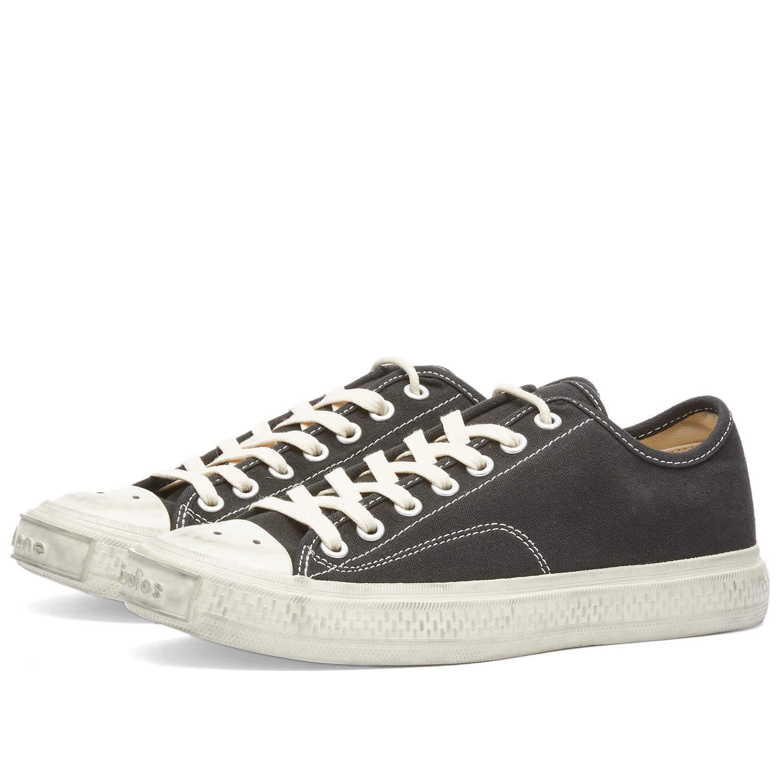 Acne Studios Ballow Soft Tumbled Tag Sneakers, Black & Off White