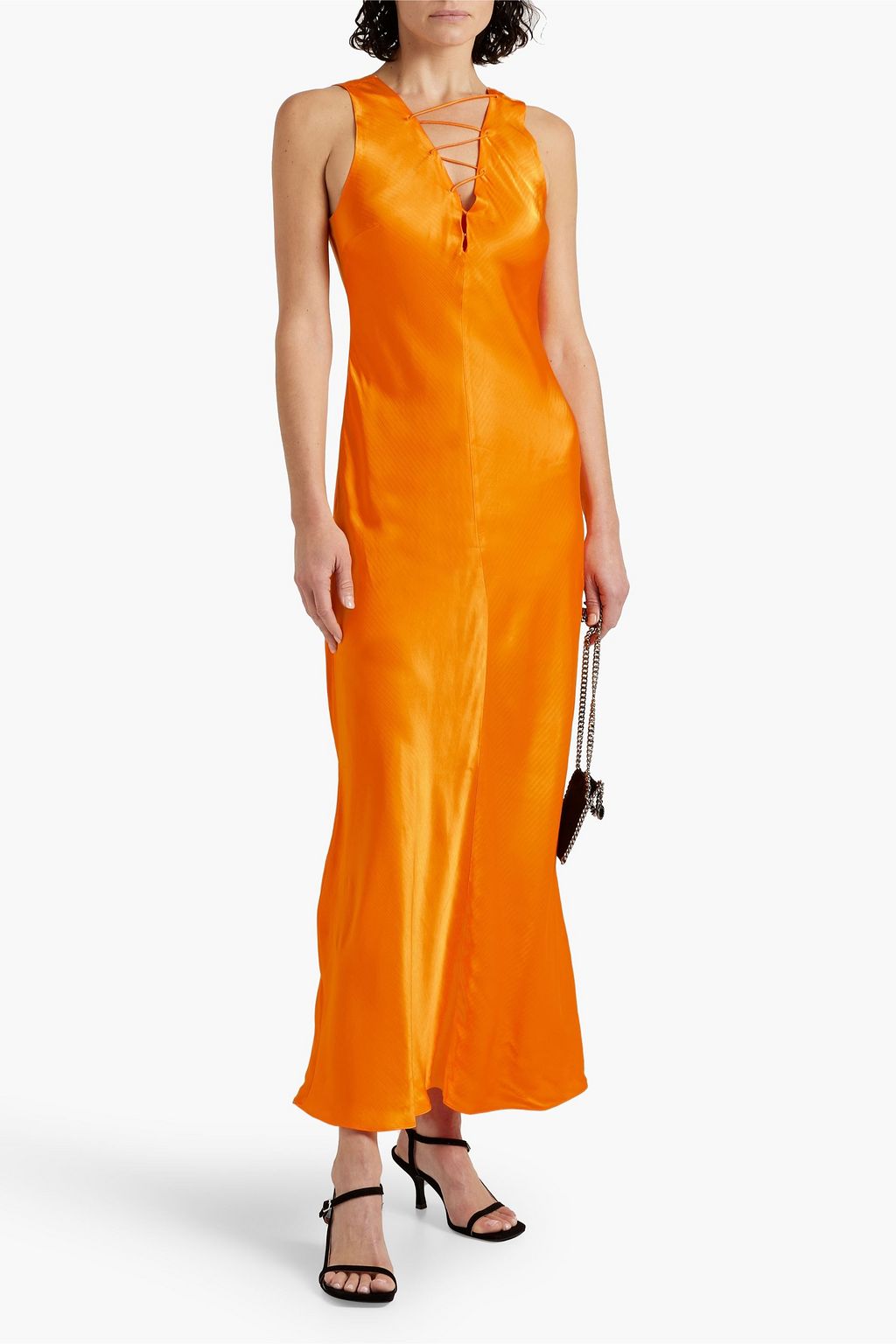 FRAME Lace Satin Jacquard Maxi Dress, Saffron