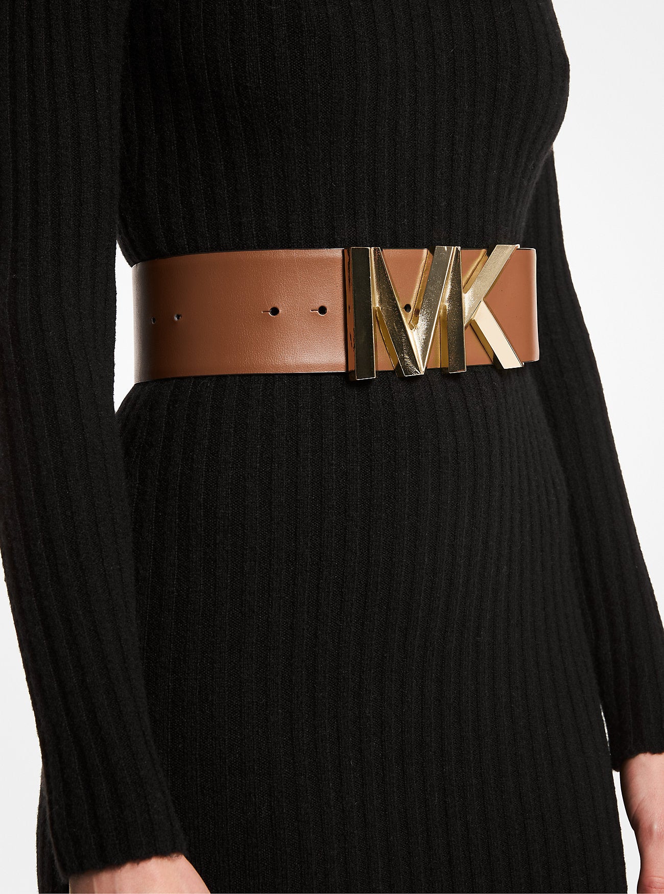 Leather belt with Michael Kors logo