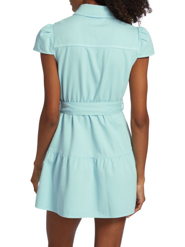 Alice + Olivia Miranda Belted Denim Shirtdress Mini in Julep