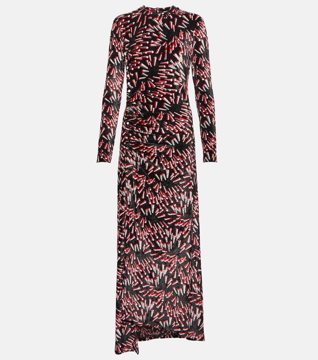 Velvet maxi dress with Rabanne print, multicolor