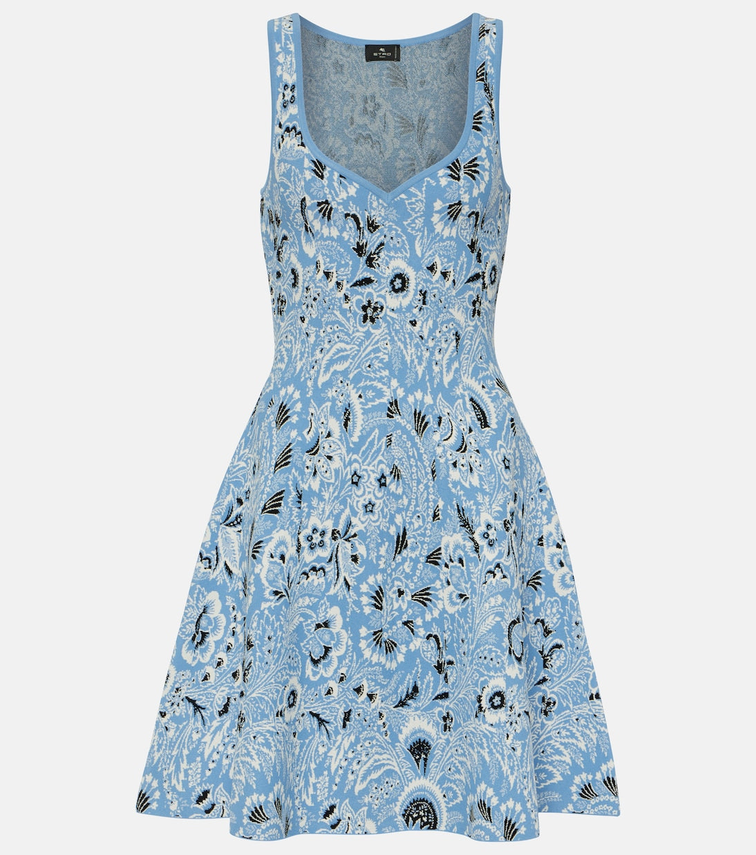 Etro paisley jacquard mini dress, blue