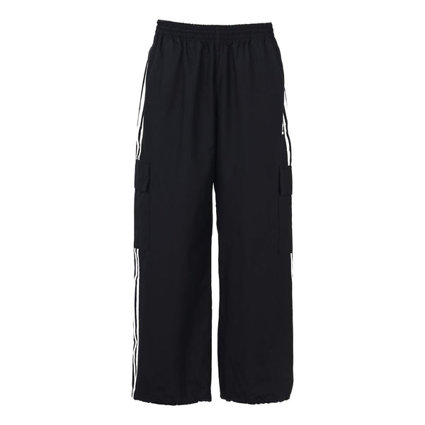 adidas originals 3-Stripes Cargo Woven Breathable Running Sports Pants Black, black