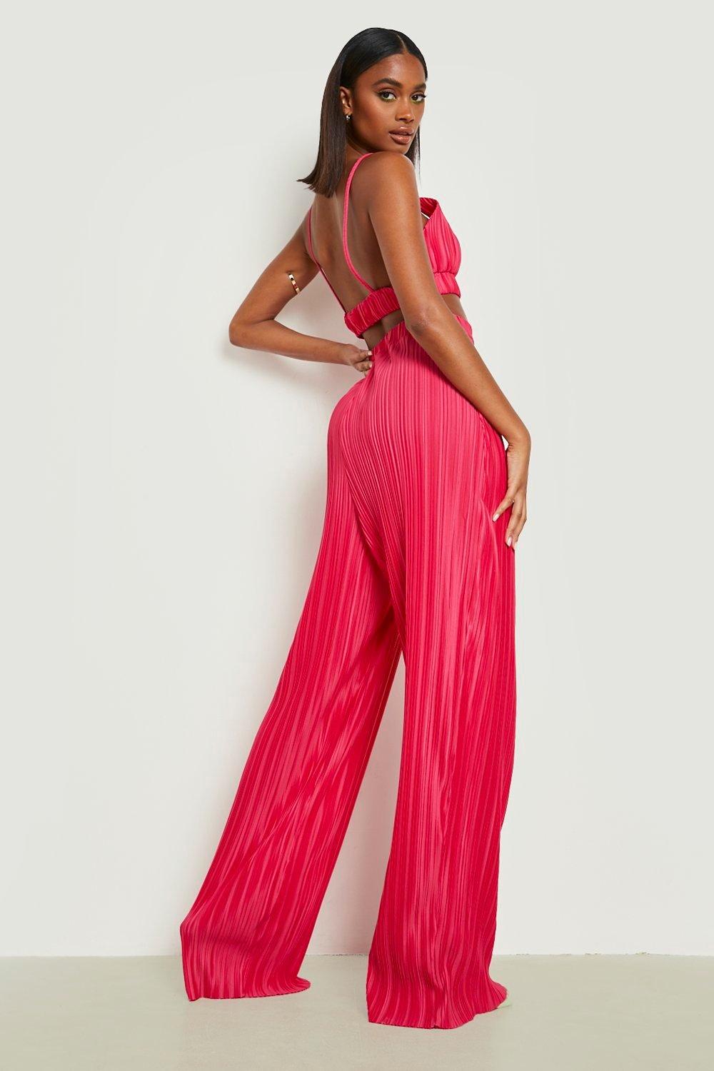 Boohoo Brulette and Wide Leg Pants Set, Pink