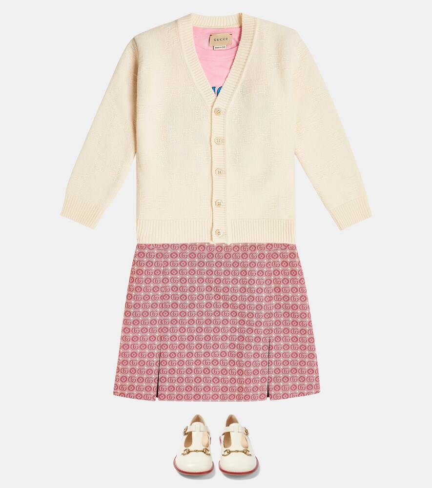 Gucci Cotton Blend Double G Jacquard Skirt, Pink