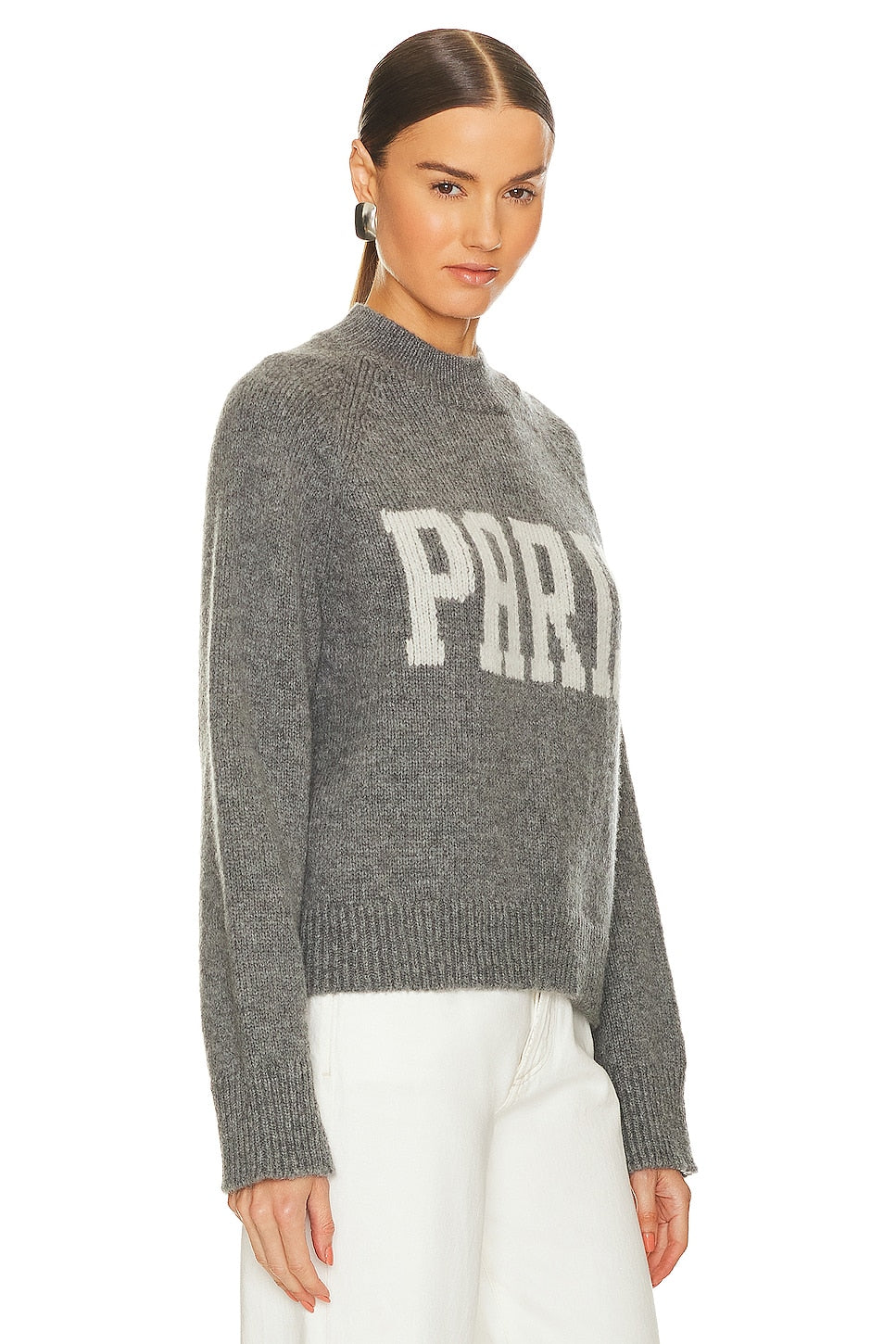 ANINE BING Kendrick University Paris Sweater, Charcoal