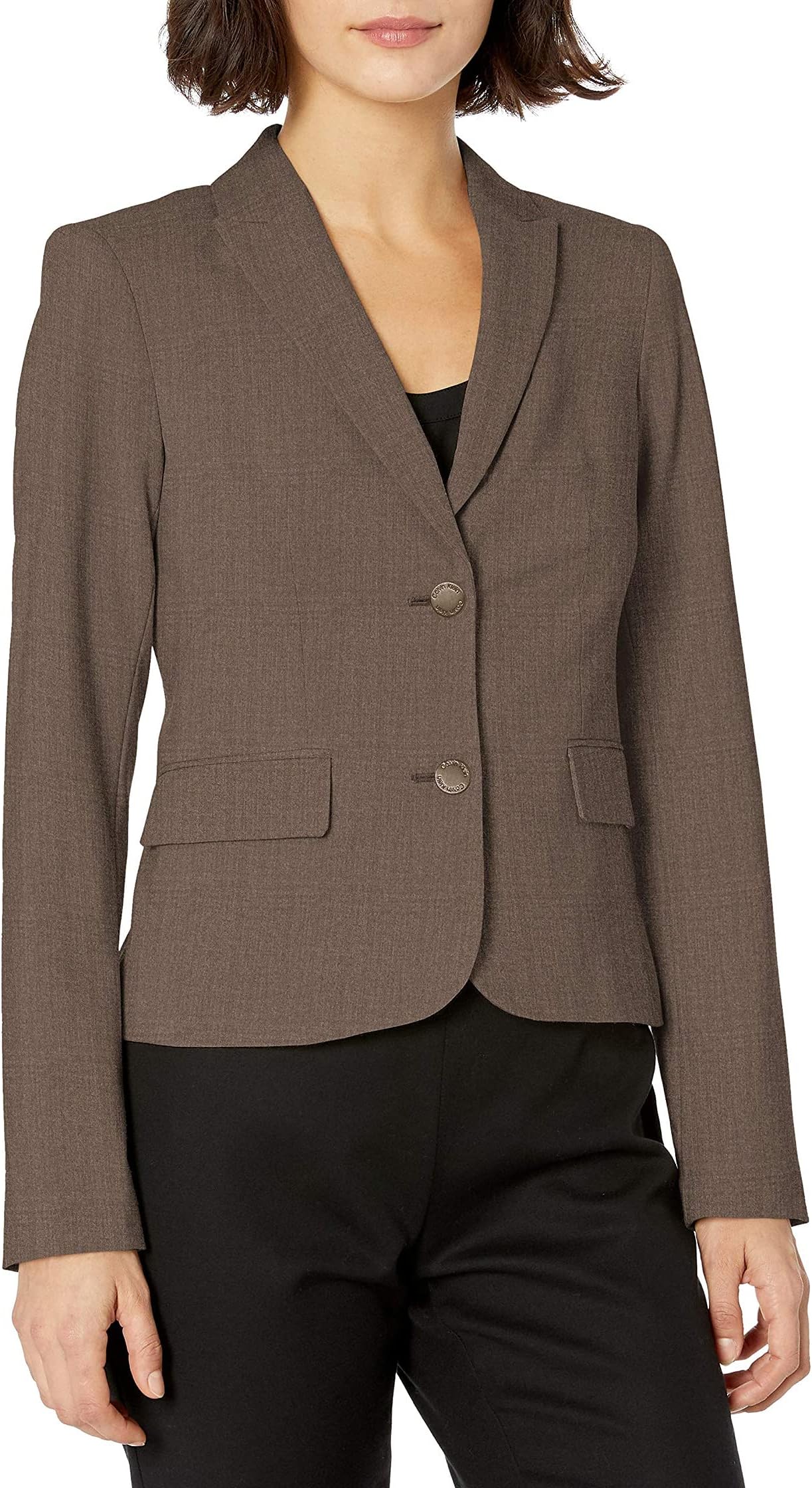 Women's jacket Lux with two buttons (miniature standard and large) Calvin Klein, color Heather Taupe