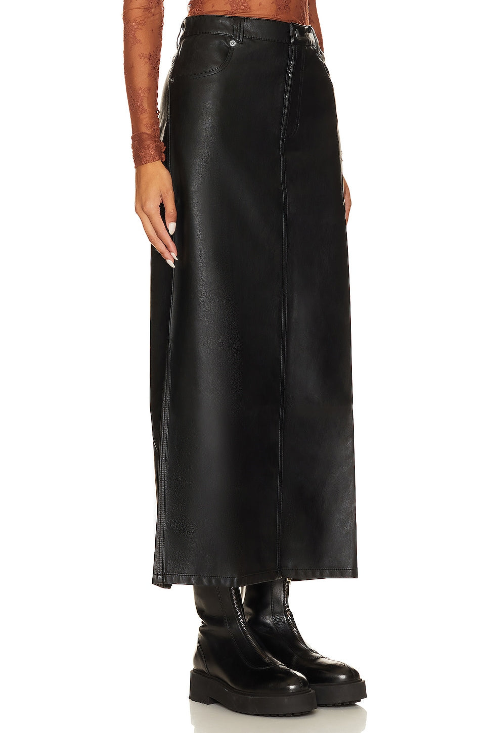 Free People City Slicker Faux Leather Maxi Skirt In Black, black